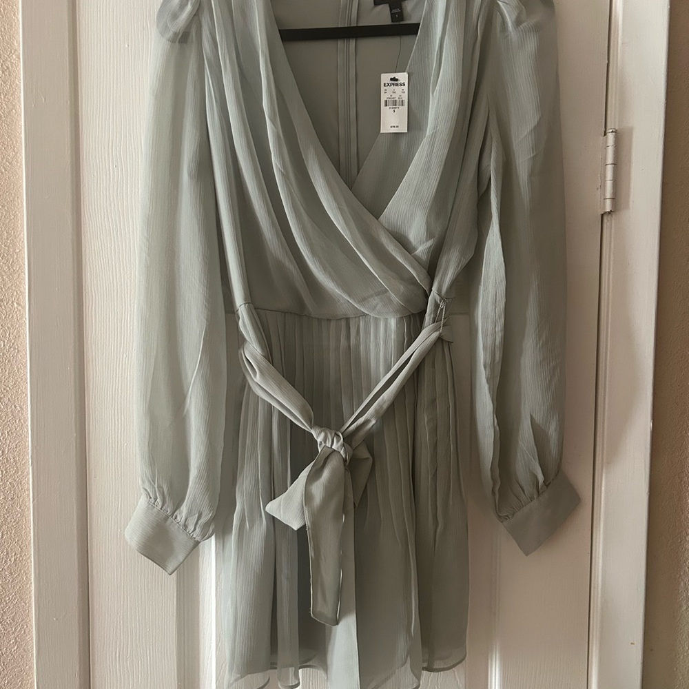 Express Light Green Long Sleeve Dress
